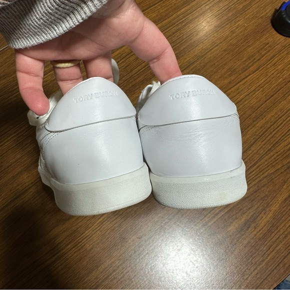 TORY BURCH HANK COURT LEATHER SNEAKER SHOES LACE UP WHITE SIZE 10 - Picture 8 of 10